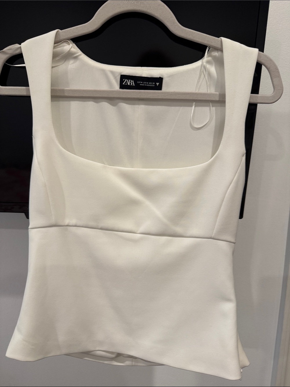 Zara Cream Square-Neck Peplum Camisole NWT SZ M